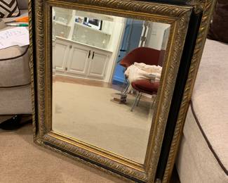 Lovely gold and Black beveled frame Mirror 29x33"