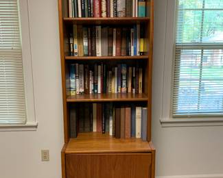 Wood 4- shelf  woodbookcase-   Selling books too