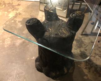 pair of Faux tree stump end / side tables. MCM.