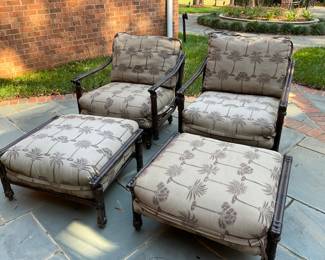 Castelle Heavy Aluminum Outdoor Chairs & Ottomans - $700 for pair