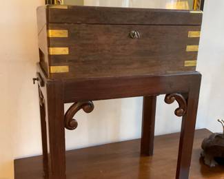 Campaign Style Antique Lap Desk on Stand - $350