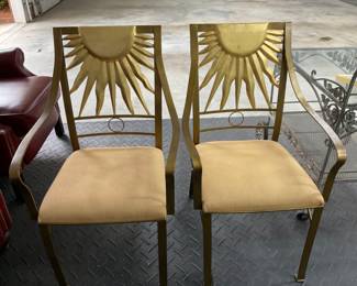 Pair of Metal Chairs with Sun Shaped Backs - $225