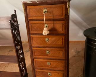 Antique French Marble Top Lingerie Chest - $425 (17” x 13” x 48”)