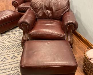 Hancock Moore Leather Chair/Ottomon - $280