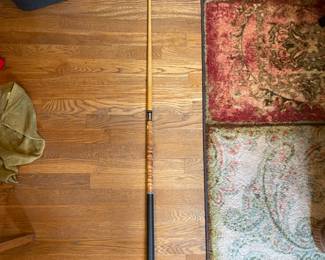 #31 Vintage 2pc Inlaid Burlwood Pool Stick and Case 59" Linen Wrapped w/Case $ 65.00