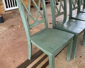 #79 Green Distressed Set of 4 Dining Chairs $ 60.00