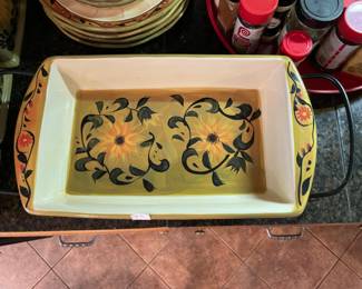 #9 Casserole Dish and Wrought Iron Stand 17" $ 15.00