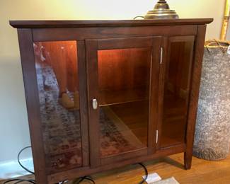 #57 Entryway Lighted Glass Cabinet - 1 door glass front with single glass shelf 32x30x11 $ 65.00
