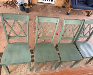 #79 Green Distressed Set of 4 Dining Chairs $ 60.00