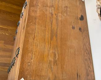 #53 6 drawer dresser light brown wood 34x44x20 (as is drawers) $ 120.00