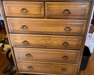 #53 6 drawer dresser light brown wood 34x44x20 (as is drawers) $ 120.00