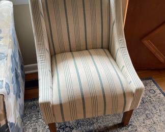#70 Stripped blue & white sitting chair (needs to be cleaned) 34x25x25 $ 60.00