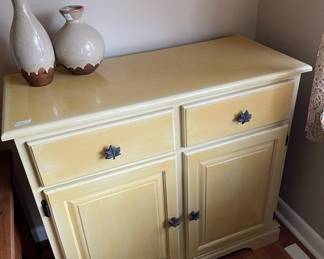#69 Yellow Two Drawer, Two Door + Shelves Sideboard $ 50.00