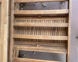 #85 Blue cushions (AS IS) Acacia wood outdoor couch with sliding table $ 50.00