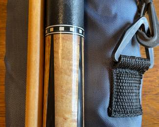 #31 Vintage 2pc Inlaid Burlwood Pool Stick and Case 59" Linen Wrapped w/Case $ 65.00