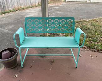 #82 Blue outdoor "retro" metal bench 51x21x35 $ 45.00
