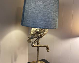 #27 Cape Craftsmen Flamingo Gold Toned Table Lamp & Shade - 14x14x32 $ 65.00