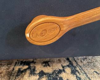 #64 La-Z-Boy Blue reclining armchair 38x44x32 (As is discoloration) $ 25.00