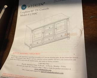 #18 Whalen Leighton 60" TV Console Model #LT60C (as is finish) $ 25.00