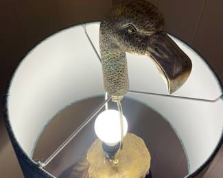 #27 Cape Craftsmen Flamingo Gold Toned Table Lamp & Shade - 14x14x32 $ 65.00