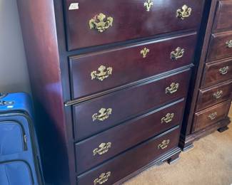#48 5 drawer dresser with gold ornate handles 35x48.5x17 $ 60.00
