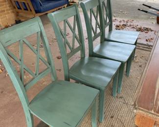 #79 Green Distressed Set of 4 Dining Chairs $ 60.00