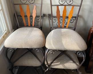 #45 Set of 4 chairs wood and metal with upholstered seats - 20x40x20 $ 40.00