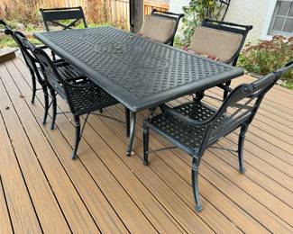 Frontgate Carlisle Collection Metal Patio Table with Six Chairs