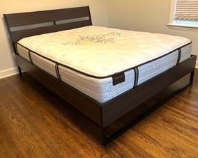 Gorgeous Expresso Toned Queen Bed features a headboard which measures 39 x 62 inches.