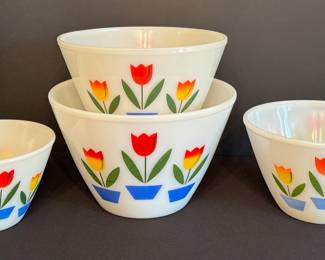 Vintage MCM Fire King Tulip Nesting Bowl Set