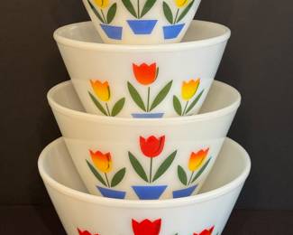 Vintage MCM Fire King Tulip Nesting Bowl Set