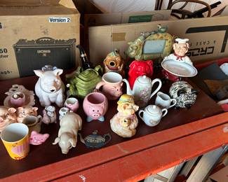 Lots of pig collectibles