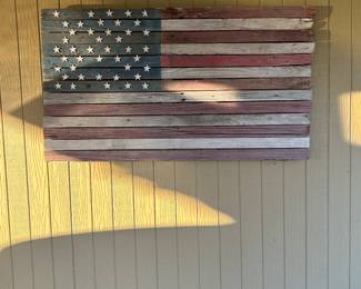 Wood flag hanging