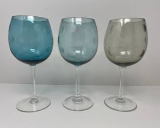Beachy Neutrals Polka Dot Balloon Wine Glass Trio