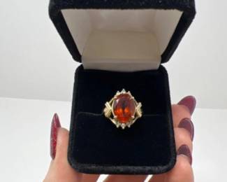 Stuller 14K Gold Ring with Citrine (Nov Birthstone) & Accent Diamonds