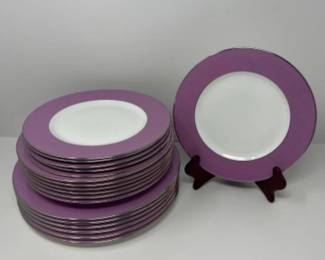 Dibbern Bone China Plates - Platinum Line in Purple - Made in Germany