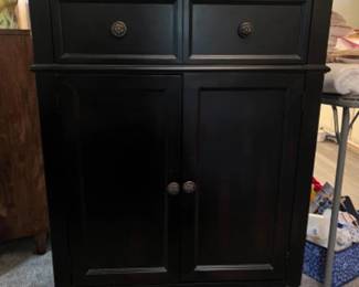 Rustic Entryway Storage Cabinet w/ Scroll Work Metal Base