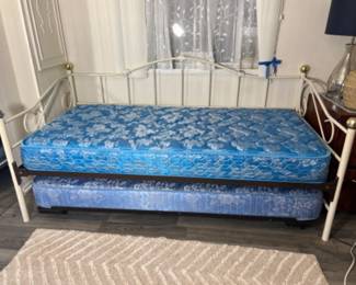 Vintage White & Gold Boho Trundle Daybed