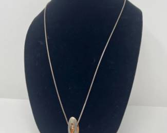 Designer Crafted Sterling & 14K Pendant on 28" Chain