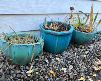 Large Ceramic Teal Pot Trio