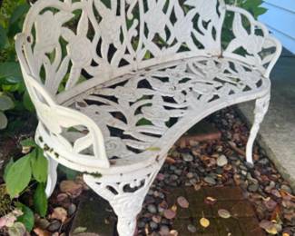 Cast Aluminum White Rose Garden Bench