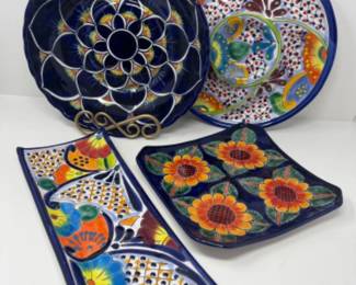 Vibrant Geometric Serving Bowls & Trays - Hand Painted in Mexico