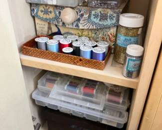 2 Cabinets of Sewing Notions - Loads of Sewing Serger Feet