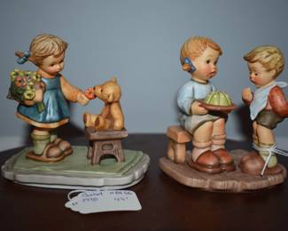 Many of these are Berta Hummel's. Berta Hummel items are produced in the Far East (in China and Thailand) instead of Germany, but they are also under the supervision and scrutiny of the Goebel company. The Berta Hummel produced in China and Thailand are made of bisque porcelain. They are authorized by the Goebel Company in Germany and are completely under Goebel's scrutiny and supervision. They are made of Bisque porcelain to reduce costs instead of the preferred porous earthenware which has to be fired in a kiln a number of times as in Goebel's German factories.