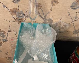 Tiffany NY pair champagne flutes