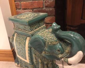 We have a pair of these beautiful ceramic elephant pant stands. Trunks are up for GOOD LUCK!
