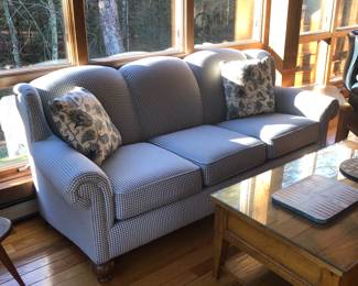 This sofa is like new. The owners bought quality & it shows! This sofa was for company. Mom & Dad had "THEIR MATCHING RECLINERS"... the sofa was for guests! It is made in the USA by England Inc