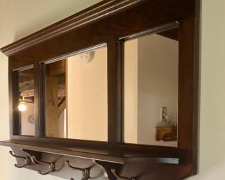 Triple hall mirror with hooks