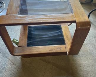 End table with glass inlays