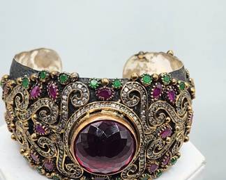 sterling and jeweled cuff